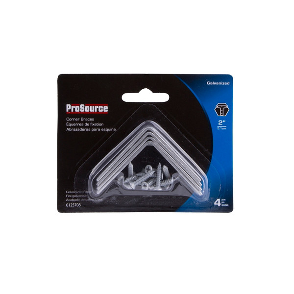 Prosource CB-G02-C4PS Corner Brace, 2 in L, 2 in W, 5/8 in H, Galvanized Steel, Galvanized, 1.8 mm Thick Material [SKU: ORG0125708]