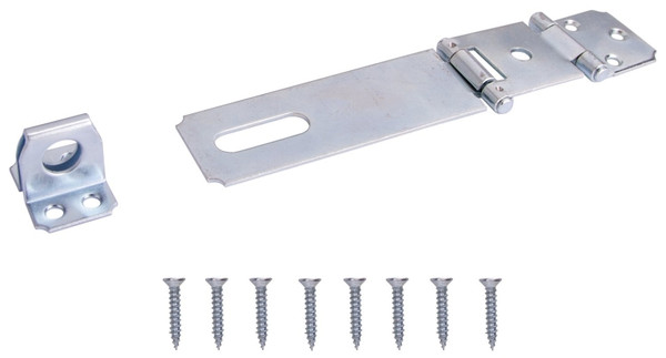 ProSource LR-122-BC3L-PS Safety Hasp, 4-1/2 in L, 4-1/2 in W, Steel, Zinc, 7/16 in Dia Shackle, Fixed Staple [SKU: ORG1463108]
