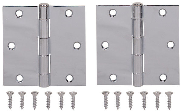 ProSource BH-202CH-PS Square Corner Door Hinge, Steel, Chrome, Loose Pin, 180 deg Range of Motion, Screw Mount Mounting [SKU: ORG2744357]
