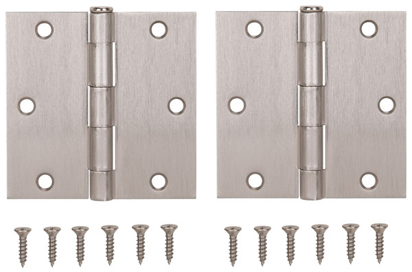 ProSource BH-202SN-PS Square Corner Door Hinge, Steel, Satin Nickel, Loose Pin, 180 deg Range of Motion [SKU: ORG2759017]