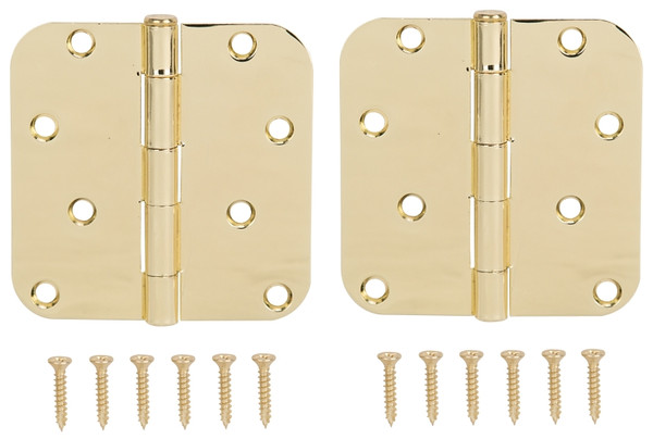 ProSource BH-402PB-PS Door Hinge, Steel, Bright Brass, Loose Pin, 180 deg Range of Motion, Screw Mounting [SKU: ORG2762151]