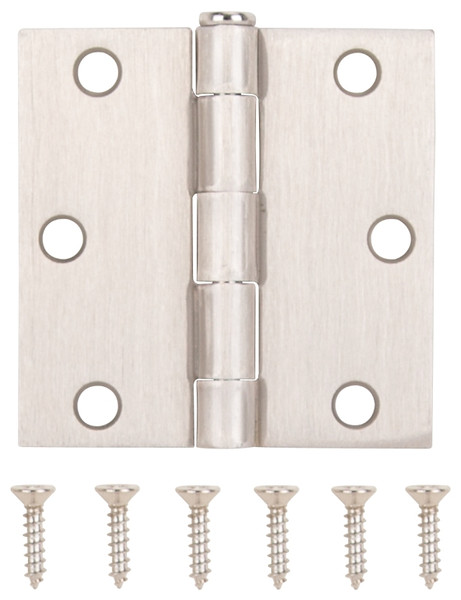 ProSource LR-708-PS Square Corner Door Hinge, Steel, Satin Nickel, Loose Pin, 180 deg Range of Motion [SKU: ORG2977684]