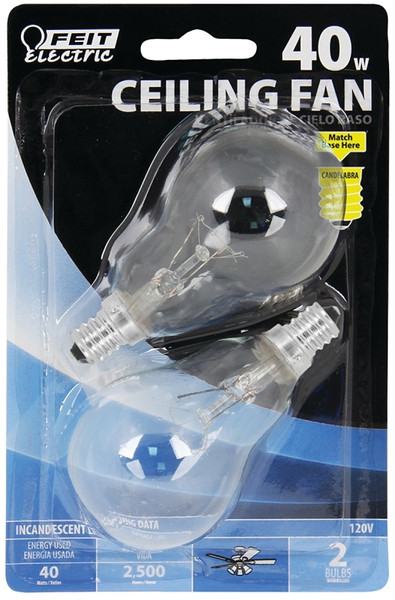 Feit Electric BP40A15C/CL/CF Incandescent Lamp, 40 W, A15 Lamp, Candelabra E12 Lamp Base, 2700 K Color Temp [SKU: ORG6330708]