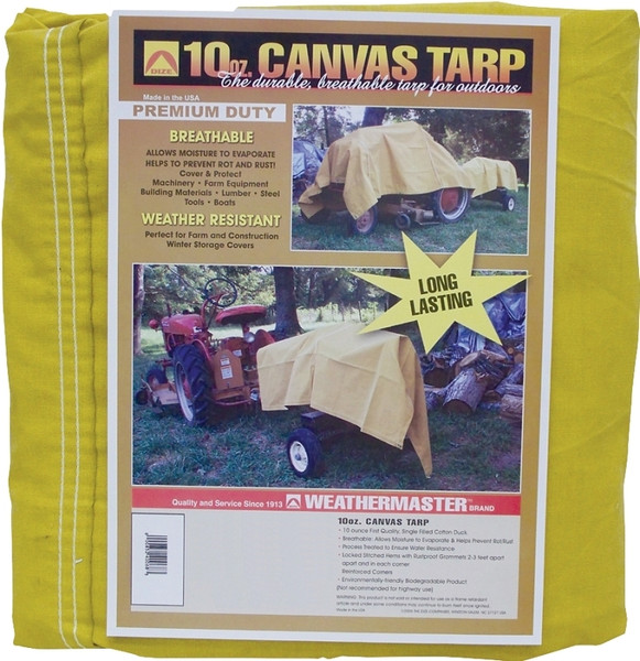 DIZE Weathermaster CA1012D Tarpaulin, 12 ft L, 10 ft W, Canvas, Tan [SKU: ORG6444772]