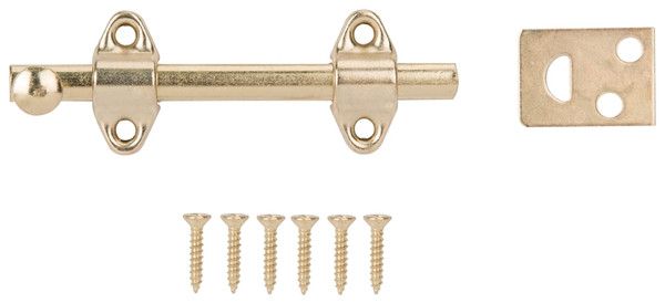 ProSource 23260BBB-PS Surface Bolt, 0.7 in Bolt Head, 4 in L Bolt, Brass [SKU: ORG4897336]