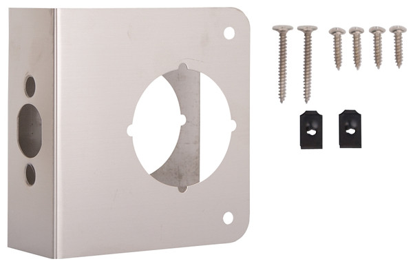 ProSource HSH-046SBN-PS Door Reinforcer, 2-3/4 in Backset, 1-3/4 in Thick Door, Steel, Satin Nickel, 4-1/2 in H [SKU: ORG5285853]