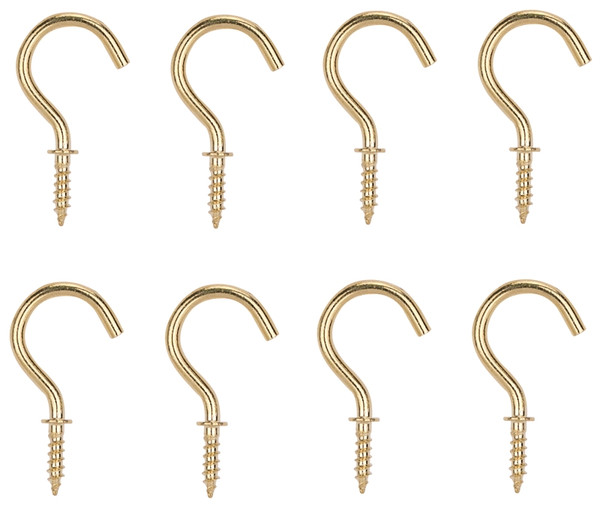ProSource PH-122314-PS Cup Hook, 1/8 in Thread, 33 mm L, Brass, Brass Plated [SKU: ORG5538582]