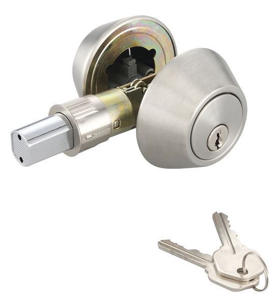 ProSource Deadbolt, 3 Grade, Stainless Steel, 2-3/8 to 2-3/4 in Backset, KW1 Keyway [SKU: ORG7112659]