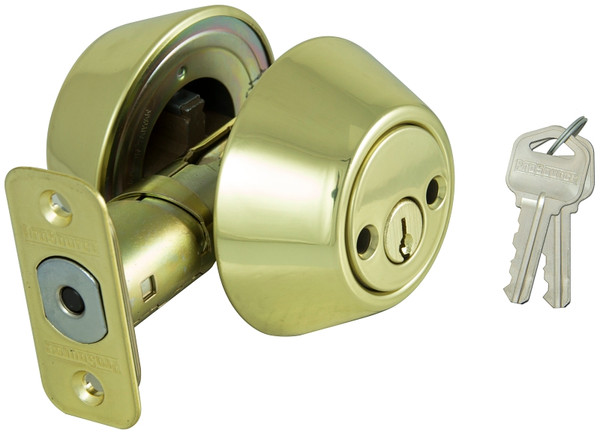 ProSource Deadbolt, 3 Grade, Polished Brass, 2-3/8 to 2-3/4 in Backset, KW1 Keyway [SKU: ORG5263629]