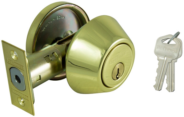 ProSource Deadbolt, 3 Grade, Polished Brass, 2-3/8 to 2-3/4 in Backset, KW1 Keyway [SKU: ORG7001068]