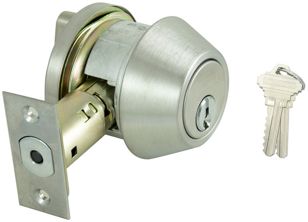 ProSource Deadbolt, 2 Grade, Satin Stainless Steel, 2-3/8 to 2-3/4 in Backset, SC1 Keyway [SKU: ORG7646805]