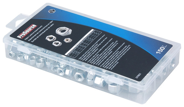 ProSource 61005 Lock Nut Assortment, Nylon/Steel, Zinc, 150-Piece [SKU: ORG2370021]