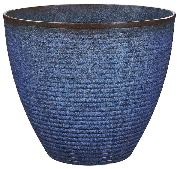 Landscapers Select Wave Planter, 18 in Dia, Round, Resin, Blue Wave [SKU: ORG7811599]