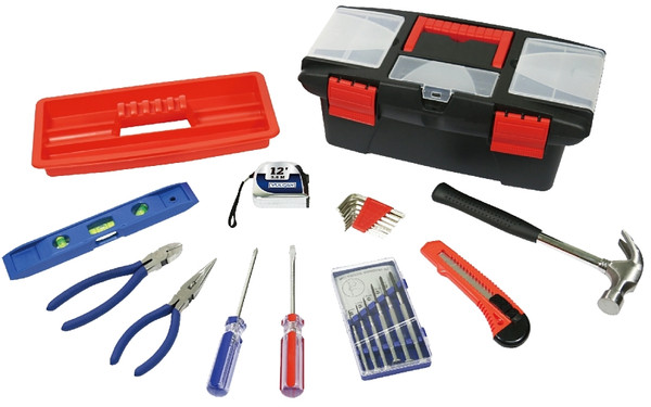 Vulcan 10557 Tool Set, 23-Piece, Tool box: Plastic, Tool box: Black and Red [SKU: ORG7210842]