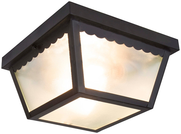 Boston Harbor Two Light Flush Mount Porch Light, 120 V, 60 W, 2-Lamp, A19 or CFL Lamp, Black Fixture [SKU: ORG8484586]