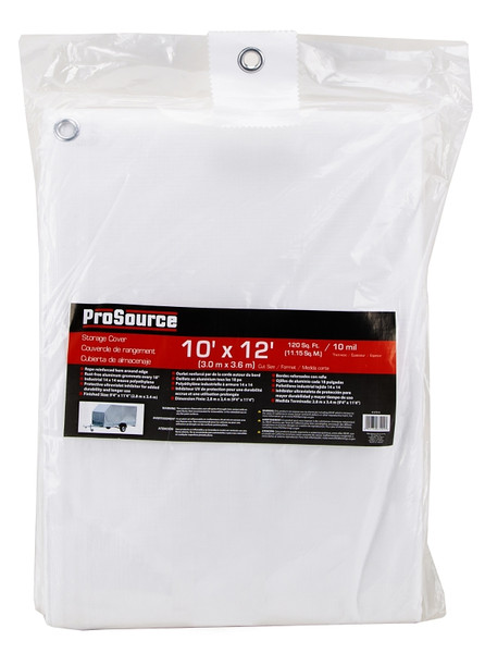 ProSource TW1012 Tarp, 12 ft L, 10 ft W, 10 mil Thick, Plastic, White [SKU: ORG8107914]