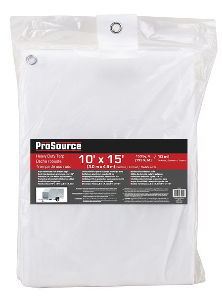 ProSource TW1015 Tarp, 15 ft L, 10 ft W, 10 mil Thick, Plastic, White [SKU: ORG8109860]