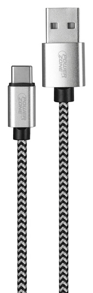 PowerZone KL-029X-1M-TYPE C Charging Cable, Braided Cable + Aluminum Alloy, Black + White Braided Cable, 3 ft L [SKU: ORG8471369]
