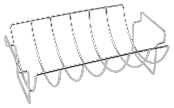 Omaha BBQ-37237 Rib and Roast Holder, 14-1/2 in L, Stainless Steel, Stainless Steel, Build-in Handle [SKU: ORG9422064]