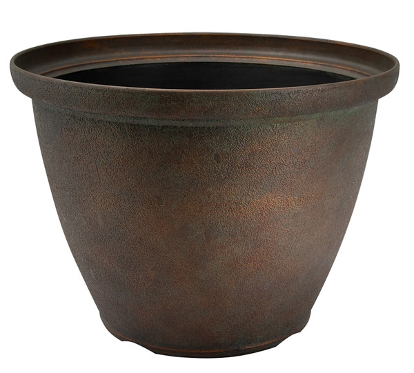 Landscapers Select S140816-1122 High-Drum Planter, 16 in Dia, Round, High-Density Resin, Bronze, Bronze [SKU: ORG8224503]