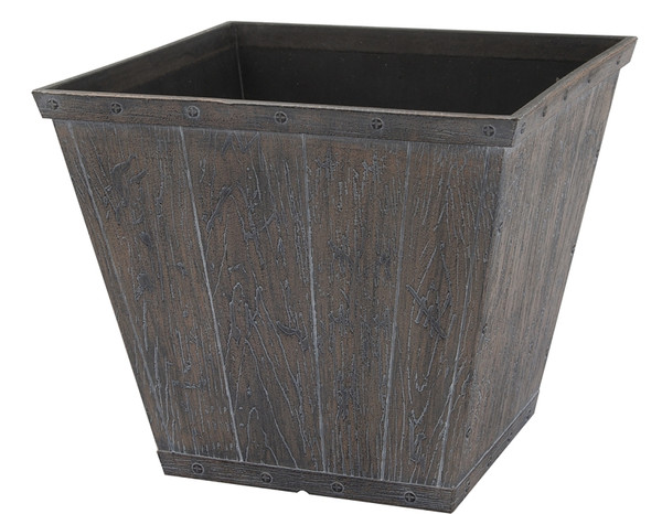Landscapers Select S17050410-01-A Square Barn Planter, 10 in W, Square, High-Density Resin, White Wash, White Wash [SKU: ORG8317125]