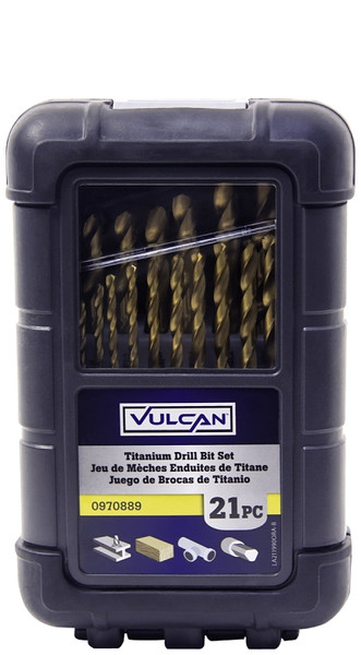 Vulcan 211990OR Drill Bit Set, 21-Piece, High Speed Steel/Titanium Nitride, Bright Yellow [SKU: ORG0970889]