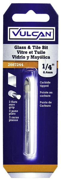 Vulcan 263361OR Jobber Length Drill Bit, 1/4 in Dia, Flat Shank [SKU: ORG2667244]