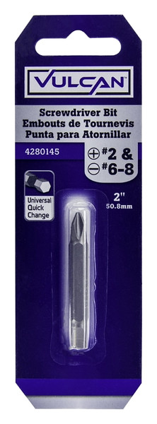 Vulcan 308801OR Double-Ended Screwdriver Bit, Hex Shank, S2 Chrome Molybdenum Steel [SKU: ORG4280145]