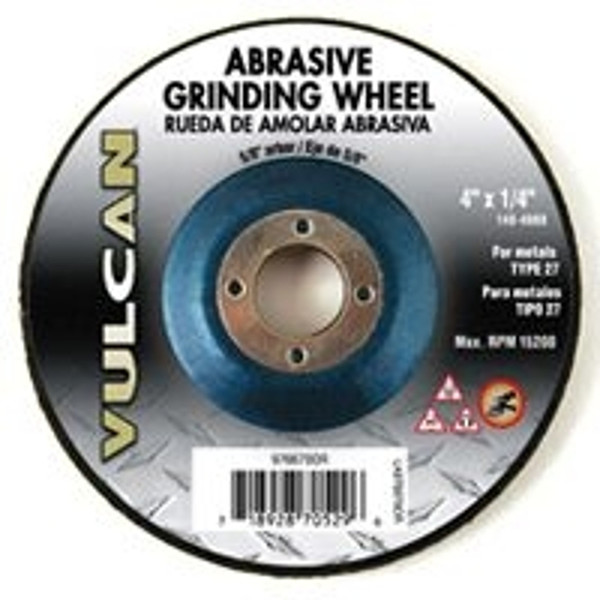 Vulcan 976670OR Type 27 Depressed Center Grinding Wheel, 4 in Dia, 1/4 in Thick, 5/8 in Arbor, Premium [SKU: ORG7192792]