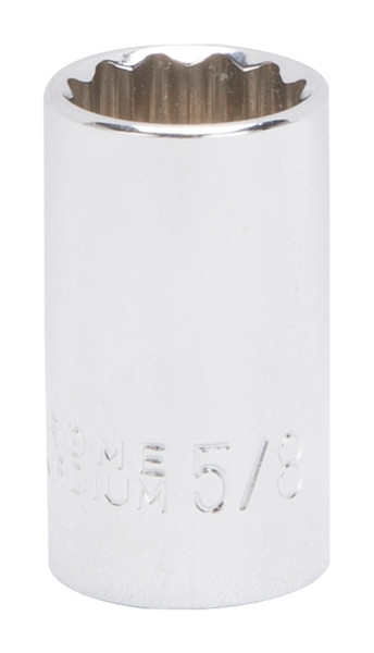 Vulcan MT6515878 Drive Socket, 5/8 in Socket, 1/2 in Drive, 12-Point, Chrome Vanadium Steel, Chrome [SKU: ORG8153215]