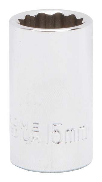 Vulcan MT6529861 Drive Socket, 15 mm Socket, 1/2 in Drive, 12-Point, Chrome Vanadium Steel, Chrome [SKU: ORG3112729]