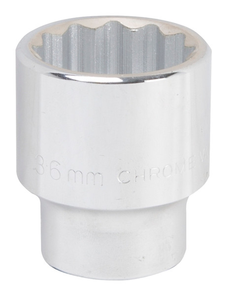 Vulcan MT-SM6036 Drive Socket, 36 mm Socket, 3/4 in Drive, 12-Point, Chrome Vanadium Steel, Chrome [SKU: ORG3847258]
