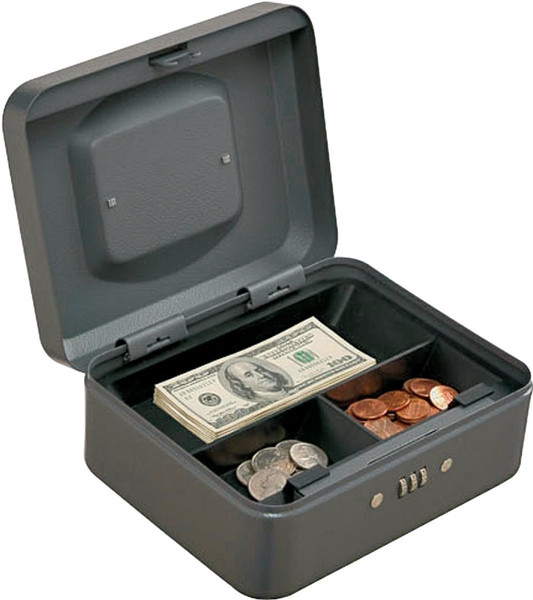 ProSource TS0037 Cash Box, 7-7/8 L x 6-1/4 W x 3-1/2 H in Exterior, Steel, Combination Lock, 3-Compartment [SKU: ORG0806893]