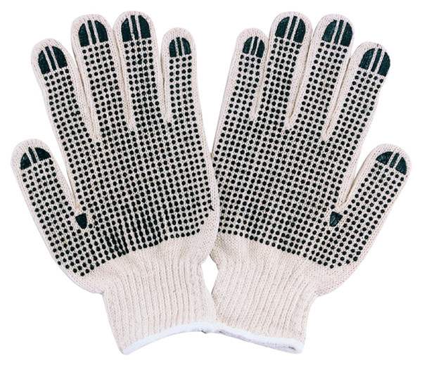 Diamondback FO809PVD2 Knitted Work Gloves with PVC Dots, One-Size, Ribbed Knit Wrist, 60% Cotton 40% Polyester, Natural White [SKU: ORG2661288]