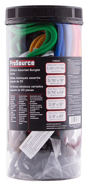 ProSource Stretch Cord Set, Polypropylene, Black/Blue/Red/Green/Yellow, Hook End [SKU: ORG7725161]