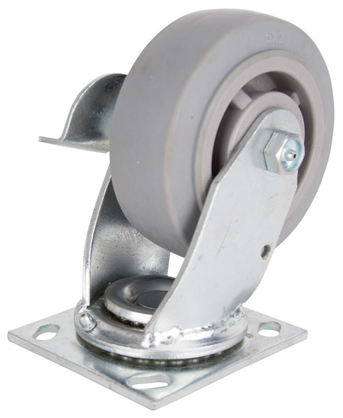 ProSource JC-T04 Swivel/Brake Caster, 5 in Dia Wheel, 2 in W Wheel, Thermoplastic Rubber Wheel, Gray, 450 lb [SKU: ORG3203403]