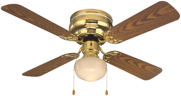 Boston Harbor CF-78125 Ceiling Fan, 4-Blade, Polished Brass Housing, 42 in Sweep, MDF Blade, 3-Speed [SKU: ORG0430686]