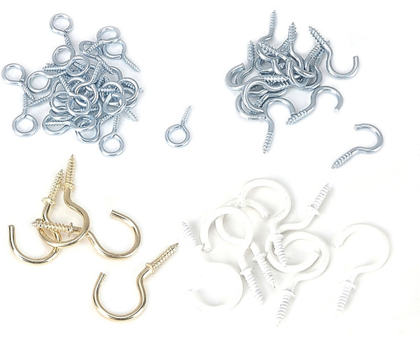 ProSource Cup Hook Set, Steel, Polished Brass/White Powder-Coated/Zinc [SKU: ORG7346950]