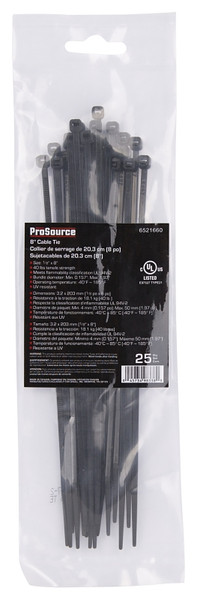 ProSource CV200SW-253L Cable Tie, 50 mm Max Bundle Dia, Self-Lock Locking, Nylon, Black [SKU: ORG6521660]