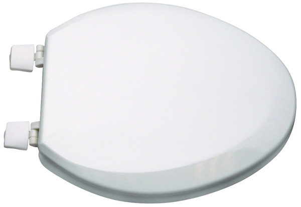 ProSource T-19WM-3L Toilet Seat, Elongated, MDF Molded Fiberboard, White, Plastic Hinge [SKU: ORG9945213]
