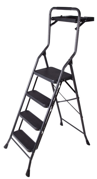 Simple Spaces HB4-2H Folding Step Stool, 62-1/2 in H, 4-Step, 250 lb, 5-1/8 in D Step, Steel, Black [SKU: ORG1827856]