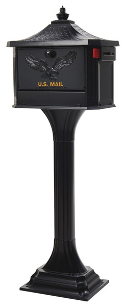 Gibraltar Mailboxes PED0000B Mailbox Post Combo, 1250 cu-in Mailbox, Aluminum Mailbox, Aluminum Post, Black [SKU: ORG0707893]