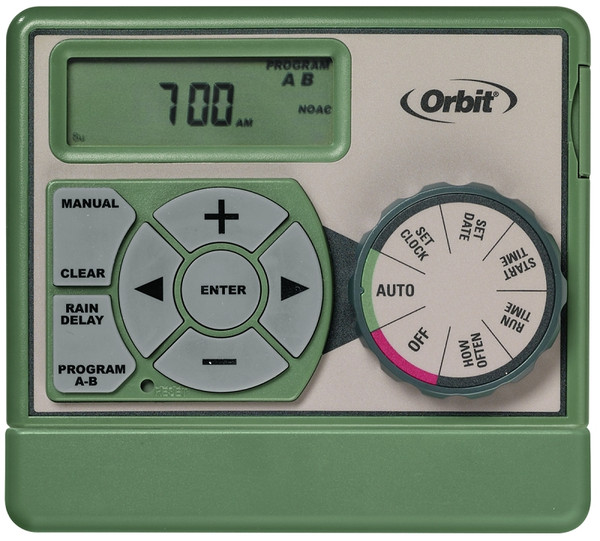 Orbit 57594 Indoor Easy Dial Timer, 120 V, 4 -Zone, 99 min Cycle, LCD Display, Green [SKU: ORG6560486]
