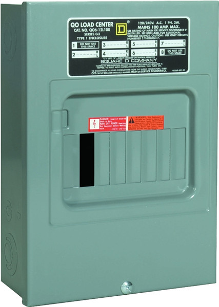 Square D QO QO612L100SCP Load Center, 100 A, 6 -Space, 12 -Circuit, Main Lug, NEMA 1 Enclosure, Plug Mounting [SKU: ORG6476022]