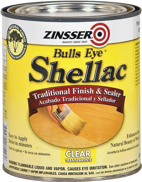 ZINSSER Bulls Eye 00316 Shellac, Mid-Tone, Clear, Liquid, 0.5 pt, Can [SKU: ORG6954606]