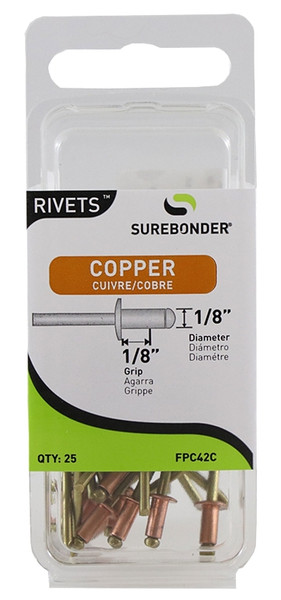 SUREBONDER FPC42C Rivet, Short, 1/8 in L, Aluminum/Copper [SKU: ORG7223621]