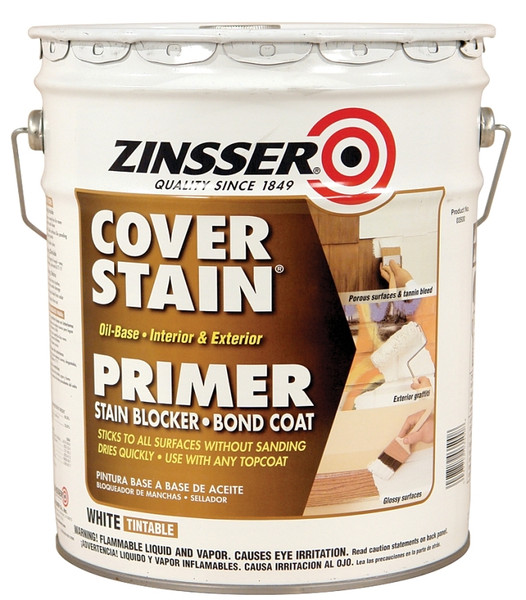 ZINSSER Cover-Stain 03500 Exterior Primer, Flat/Matte, White, 5 gal [SKU: ORG6989461]