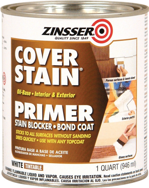 ZINSSER Cover-Stain 03504 Exterior Primer, Flat/Matte, White, 1 qt [SKU: ORG6268882]