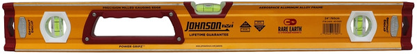 Johnson 1718-2400 Box Beam Level, 24 in L, 3-Vial, 2-Hang Hole, Magnetic, Aluminum, Black/Yellow [SKU: ORG7344450]