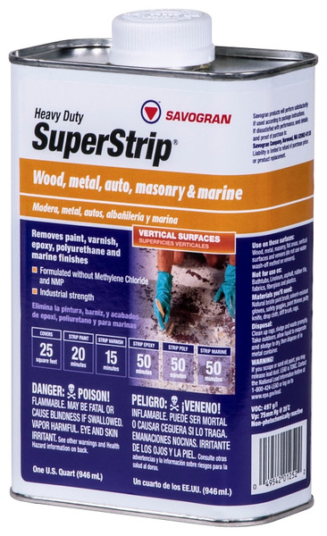 SAVOGRAN SuperStrip 01262 Paint and Varnish Remover, Liquid, Aromatic, Blue, 1 qt [SKU: ORG7233224]